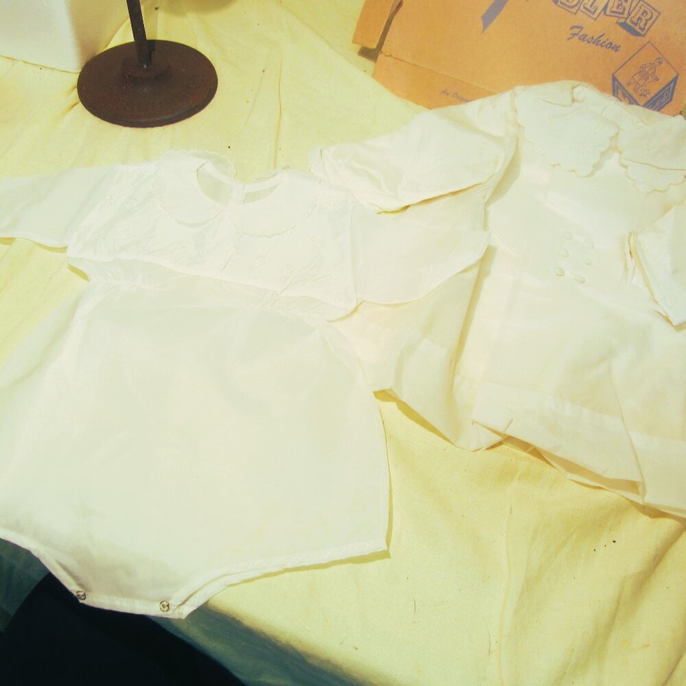 VTG 2 PC LAYETTE BAPTISM SET, PERIOD DRESS 60'S GREAT FOR DOLL DRESS UP
